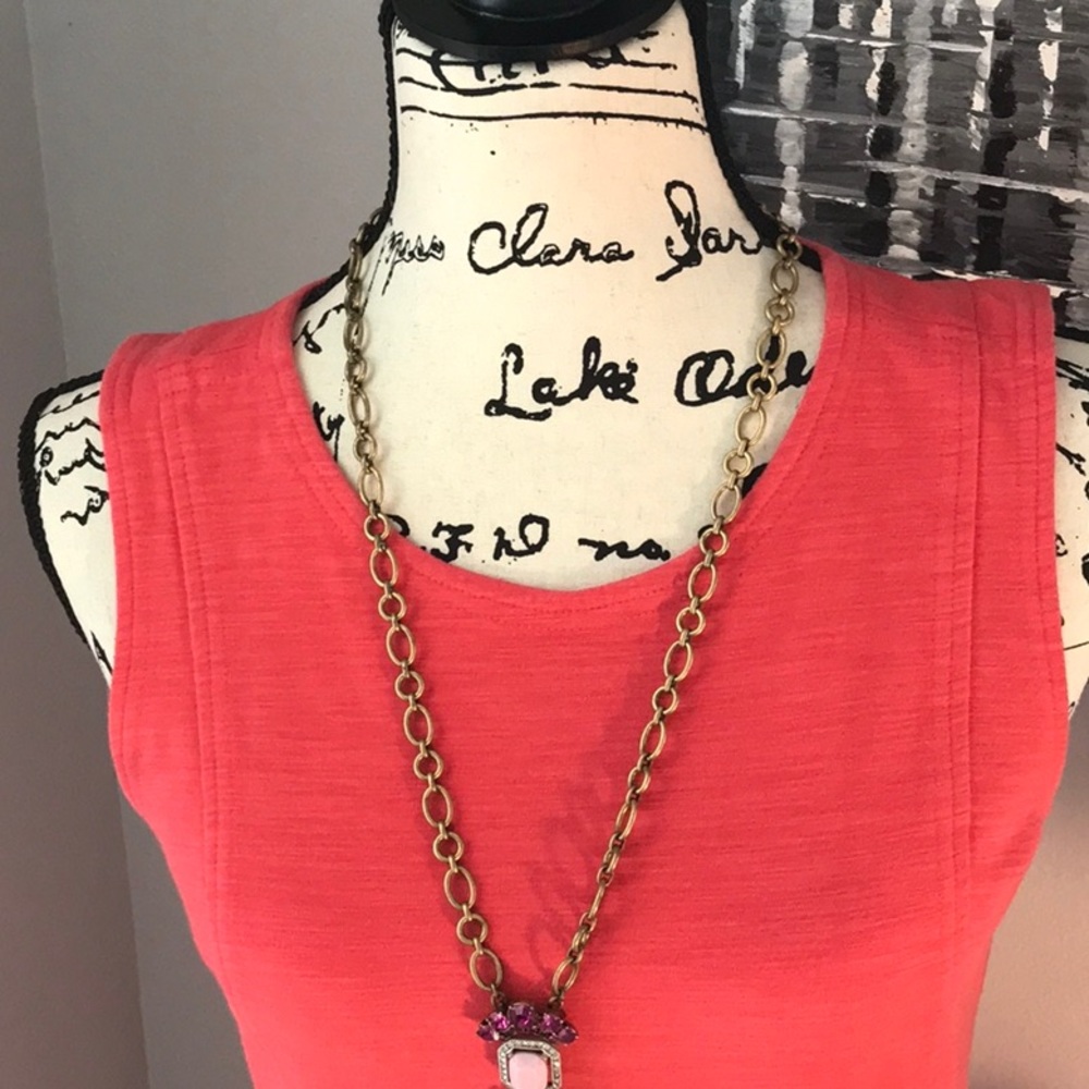 J. Crew Sleeveless salmon color, stretchy, springy, flare dress sz 4 - Picture 4 of 10